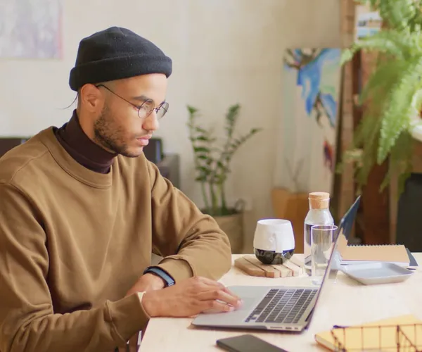 Man working on laptop